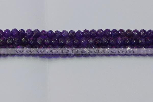 CRB1806 15.5 inches 6*10mm faceted rondelle amethyst beads