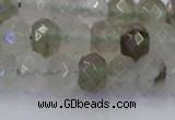 CRB1813 15.5 inches 5*8mm faceted rondelle green rutilated quartz beads