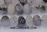 CRB1817 15.5 inches 5*8mm faceted rondelle black rutilated quartz beads