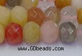 CRB1822 15.5 inches 6*10mm faceted rondelle mixed rutilated quartz beads