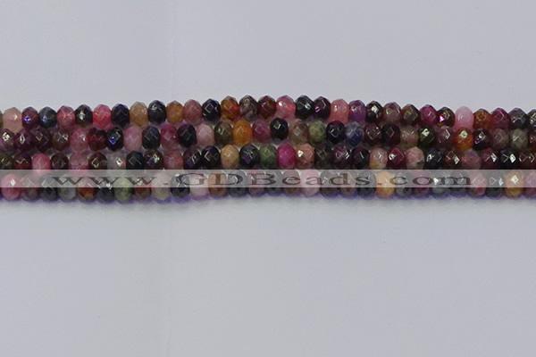 CRB1832 15.5 inches 4*6mm faceted rondelle tourmaline beads