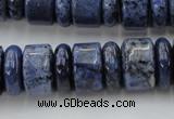 CRB187 15.5 inches 6*16mm – 10*16mm rondelle blue dumortierite beads