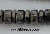 CRB190 15.5 inches 6*16mm – 10*16mm rondelle grey opal gemstone beads