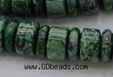 CRB192 15.5 inches 6*16mm – 10*16mm rondelle green picture jasper beads