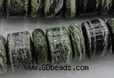 CRB195 6*18mm – 13*18mm rondelle green silver line jasper beads