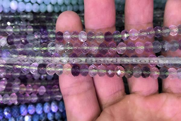 CRB1959 15.5 inches 4*6mm faceted rondelle fluorite gemstone beads