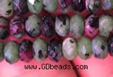 CRB1976 15.5 inches 4*6mm faceted rondelle ruby zoisite beads