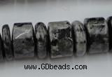 CRB204 15.5 inches 6*18mm - 13*18mm rondelle black labradorite beads