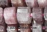 CRB2061 15.5 inches 9mm - 10mm faceted tyre strawberry quartz beads