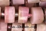 CRB2075 15.5 inches 7mm - 8mm faceted tyre pink opal beads