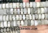 CRB2083 15.5 inches 12mm - 13mm faceted tyre grey moonstone beads