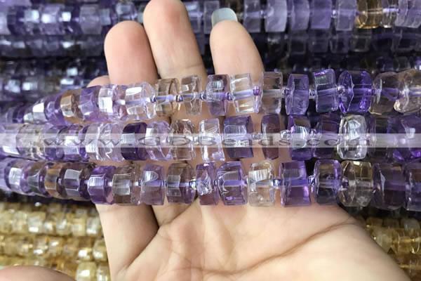 CRB2157 15.5 inches 11mm - 12mm faceted tyre ametrine beads