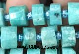 CRB2160 15.5 inches 7mm - 8mm faceted tyre amazonite gemstone beads