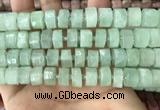 CRB2167 15.5 inches 12mm - 13mm faceted tyre light prehnite beads