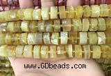 CRB2172 15.5 inches 12mm - 13mm faceted tyre yellow opal beads