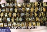 CRB2198 15.5 inches 11mm - 12mm faceted tyre yellow tiger eye beads