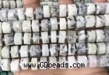 CRB2209 15.5 inches 13mm - 14mm faceted tyre white opal beads