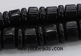 CRB254 15.5 inches 5*14mm - 10*14mm rondelle black agate beads