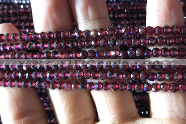 CRB2602 15.5 inches 3*4mm faceted rondelle red garnet beads