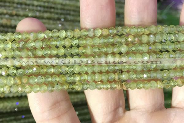 CRB2636 15.5 inches 3*4mm faceted rondelle peridot gemstone beads