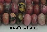 CRB2887 15.5 inches 6*10mm rondelle rhodonite beads wholesale