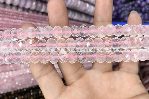 CRB3003 15.5 inches 8*10mm faceted rondelle rose quartz beads