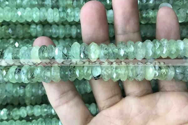 CRB3017 15.5 inches 6*12mm faceted rondelle prehnite beads