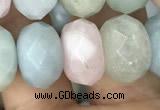 CRB3027 15.5 inches 8*14mm faceted rondelle morganite beads