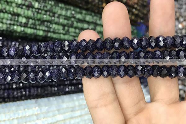 CRB3034 15.5 inches 5*8mm faceted rondelle blue goldstone beads