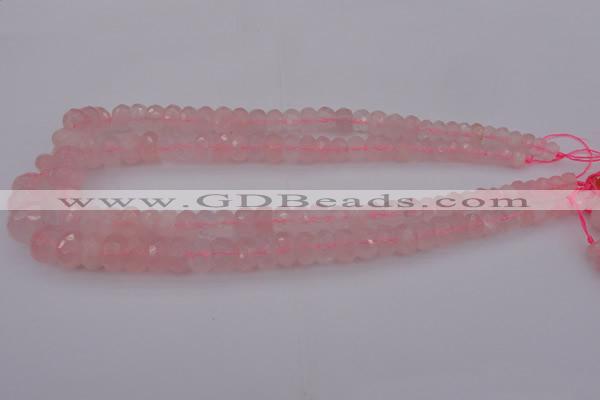 CRB304 15.5 inches 5*8mm - 10*14mm faceted rondelle rose quartz beads