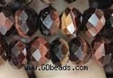 CRB3043 15.5 inches 6*8mm faceted rondelle red tiger eye beads