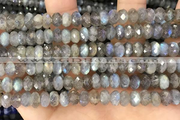 CRB3213 15.5 inches 5*10mm faceted rondelle labradorite beads