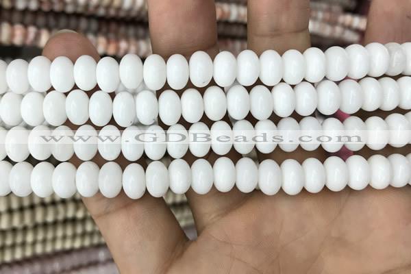 CRB4071 15.5 inches 5*8mm rondelle white porcelain beads wholesale