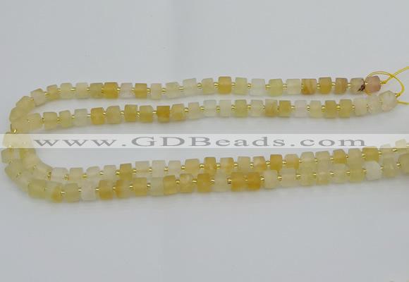 CRB453 15.5 inche 5*8mm tyre matte citrine gemstone beads