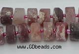 CRB461 15.5 inche 8*12mm tyre matte strawberry quartz gemstone beads