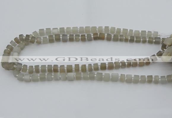 CRB465 15.5 inche 5*8mm tyre matte grey moonstone gemstone beads