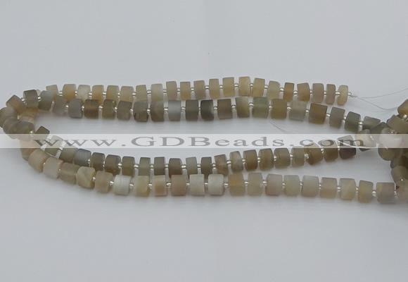 CRB466 15.5 inche 6*10mm tyre matte grey moonstone gemstone beads