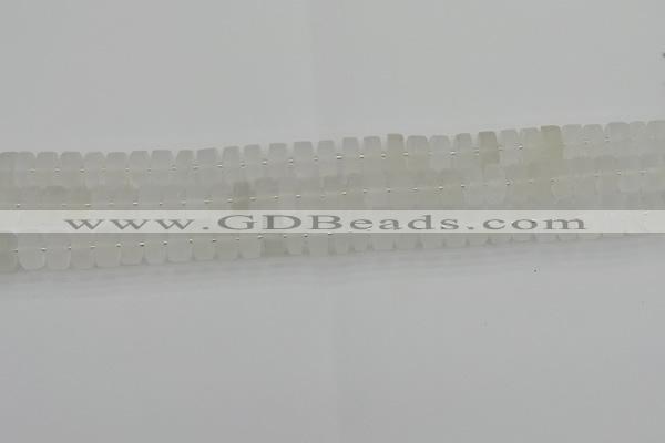 CRB499 15.5 inches 5*8mm tyre matte white crystal beads wholesale