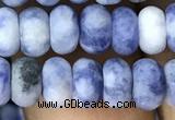 CRB5007 15.5 inches 4*6mm rondelle matte blue spot stone beads