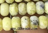 CRB5021 15.5 inches 4*6mm rondelle matte yellow pine turquoise beads