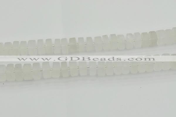 CRB503 15.5 inches 8*16mm tyre matte white crystal beads wholesale