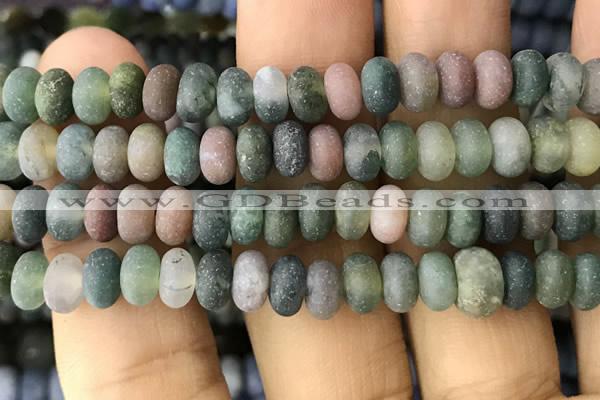 CRB5069 15.5 inches 5*8mm rondelle matte Indian agate beads wholesale