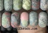 CRB5073 15.5 inches 5*8mm rondelle matte unakite beads wholesale