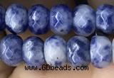 CRB5107 15.5 inches 4*6mm faceted rondelle blue spot stone beads