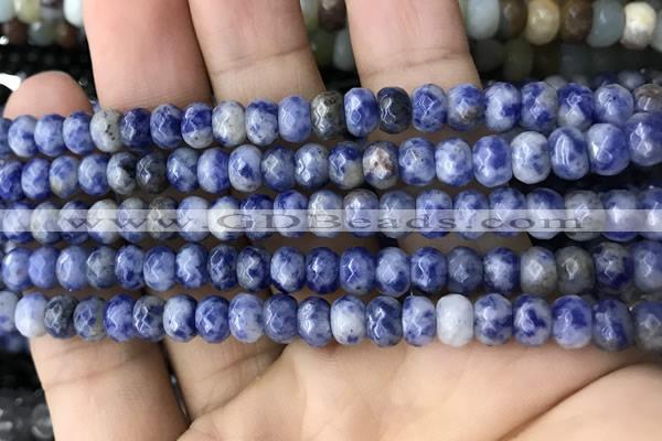 CRB5107 15.5 inches 4*6mm faceted rondelle blue spot stone beads