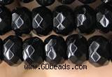 CRB5113 15.5 inches 4*6mm faceted rondelle black agate beads