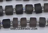 CRB512 15.5 inches 5*8mm tyre matte ice black obsidian beads