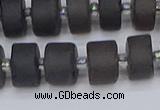 CRB513 15.5 inches 6*10mm tyre matte ice black obsidian beads