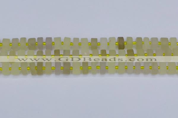 CRB519 15.5 inches 6*10mm tyre matte lemon quartz beads