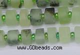 CRB524 15.5 inches 5*8mm tyre matte green rutilated quartz beads